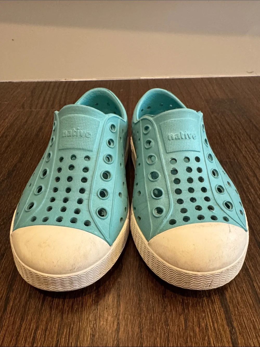 Native Jefferson Kids Aqua Blue Teal Slip On Water Shoes Size Child 7 / C7